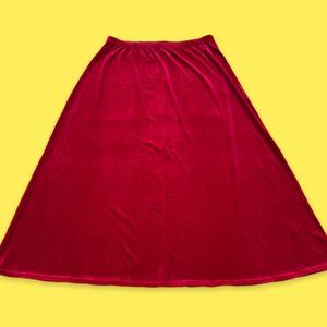 Vintage (90s) red velvet flowy maxi skirt with waistband